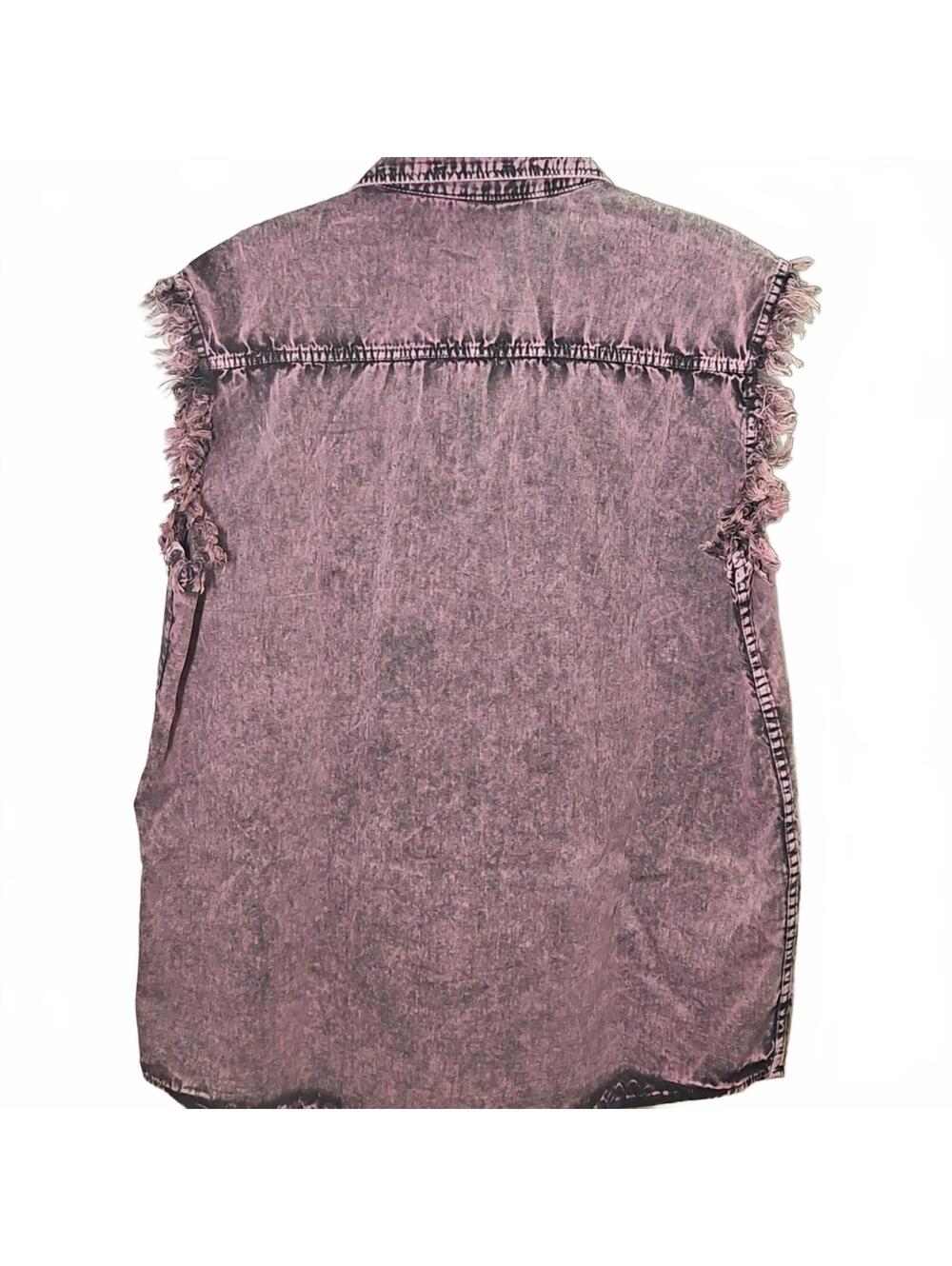 Biker's Pride | Pink-Purple Sleeveless Denim Shirt | M - Picture 3 of 3